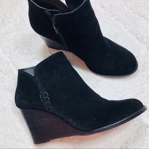 Lucky Brand 🔥SALE🔥Yimme black suede 3” wedge booties sz9 - Picture 8 of 9
